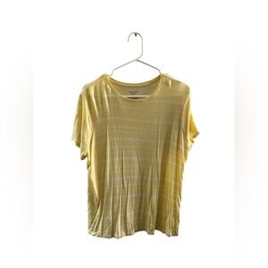 Nine West Short Sleeve Tee Yellow & White Striped Size XL
